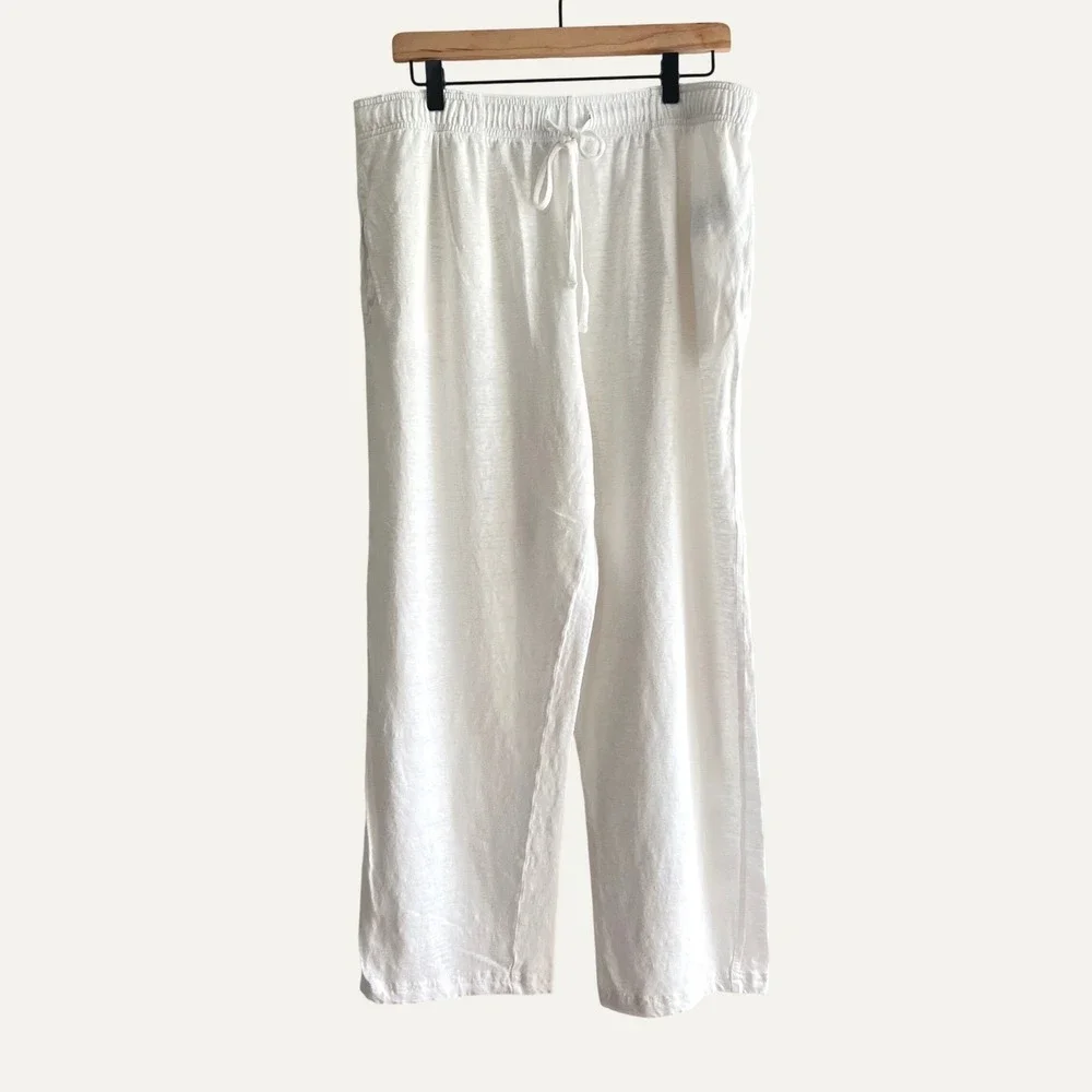 Vilebrequin Men's Beach at Home Linen Drawstring Pants White XXL EUC Relaxed Fit
